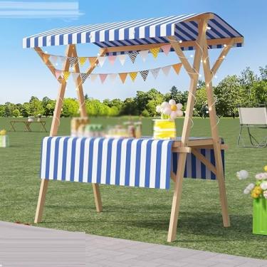 Imagem de Carrinho de mão dobrável leve - Suporte de exibição portátil de sorvete, frutas e flores para vendedores ambulantes, feiras e feiras (azul, 120 x 60 cm)