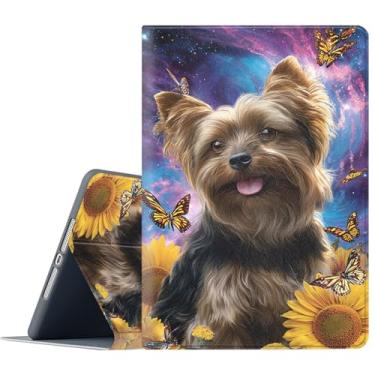 Imagem de FGDRFGRW Capa para Samsung Galaxy Tab A11 Plus/A9 Plus 28 cm 2025/2023, suporte ajustável, função despertar/hibernar, proteção total - Yorkie Dog Butterfly Girassol