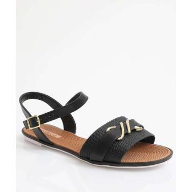 Imagem de Sandália Feminina Rasteira Moleca Preto-34052, 37, Preto