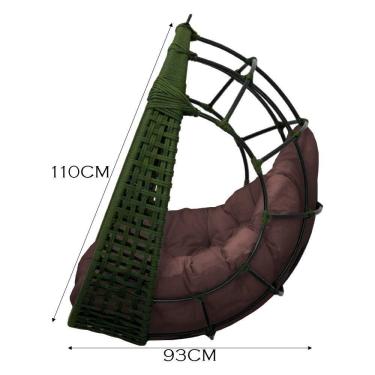 Imagem de Cadeira Balanço Ninho Suspenso Em Corda Náutica Luxo Verde/marrom