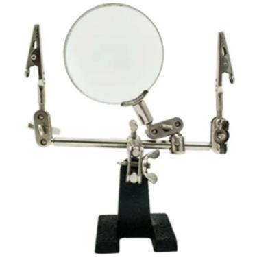 Imagem de Lupa De Bancada Mesa Com Suporte Pinça Lente De 6 Cm