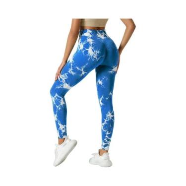 Imagem de Calças De Yoga Femininas De Cintura Alta Sem Costura Com Estampa Tie-D