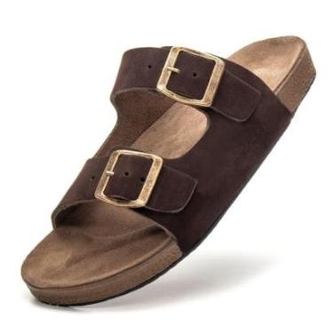 Imagem de Sandália Chinela Masculina Couro Masculina Anatômica Burly Heads Nobuck-Masculino