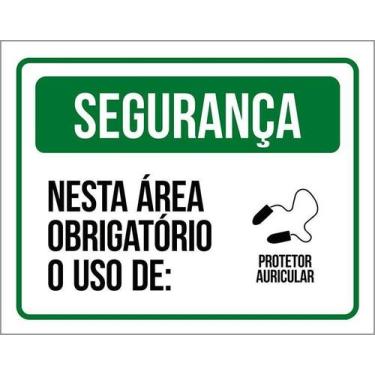 Imagem de Kit 5 Placa Acm Obrigatório Protetor Auricular 18X23 - Sinalizo