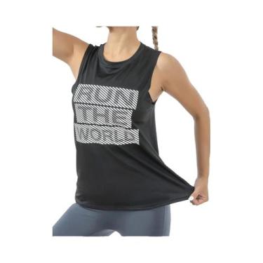 Imagem de Camiseta Regata Esportiva Retro Feminina Preta De Secagem Rápida, Sem 