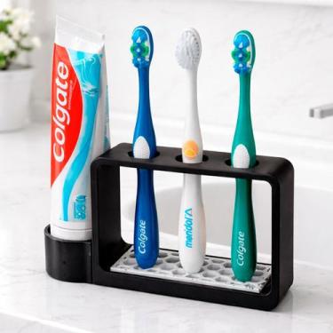 Imagem de Suporte preto para escovas de dentes com drenagem - RELET
