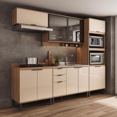 Imagem de Armário De Cozinha Completa C Balcão Miami Design Carraro Off White C Freijó