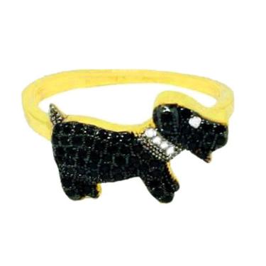 Imagem de Anel feminino dog cravejado zircônias folheado a ouro Tam:20