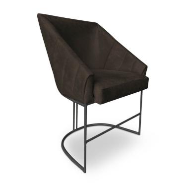 Imagem de Poltrona Luxo Alana Suede Base Ferro Preto - Pallazio Cor Marrom
