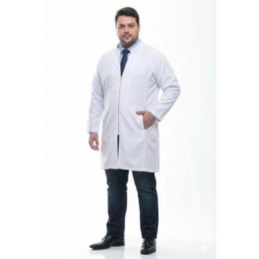Imagem de Jaleco Masculino Branco com Zíper Viena Plus Size - gardenia jalecos, 