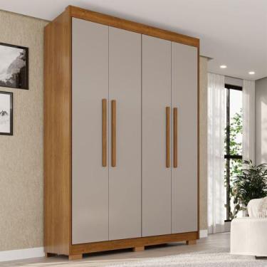 Imagem de Guarda-Roupa Solteiro Weather com Pés 4 Portas 3 Gavetas 100% Mdf Cina