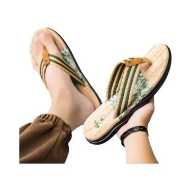 Imagem de Chinelo Masculino De Verão Antiderrapante Com Estampa De Madeira Japon