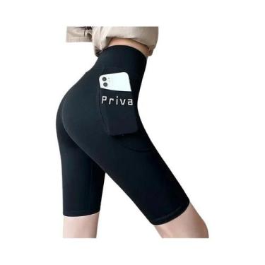 Imagem de Shorts De Yoga Femininos De Cintura Alta 2 Em 1 Para Fitness, Treino, 