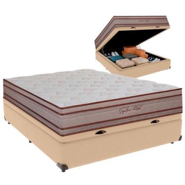 Imagem de Cama Box Baú Casal e Colchão Artemis Molas Ensacadas Colchobel Ocre