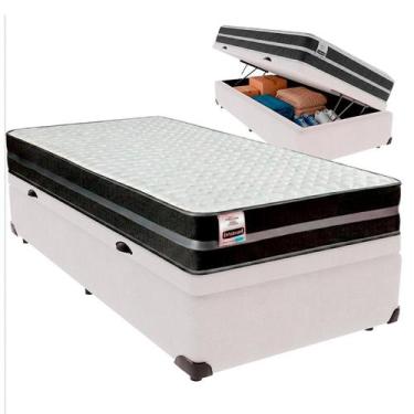 Imagem de Cama Box Baú Solteiro e Colchão Bogota Molas Ultralastic Inducol Branc