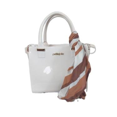 Imagem de Bolsa Petite jolie Love Nude Claro Creme com Lenço Charme Ombro PJ1135