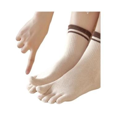 Imagem de Meias De Yoga Femininas Fofas De Algodão Com Cinco Dedos Separados Par