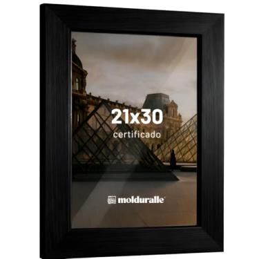 Imagem de Moldura A4 21x30 Madeira Preto com Vidro para Certificado Diploma Foto Decoração Sala Escritório Quarto Premium MOLDURALLE (1, 21 x 30)