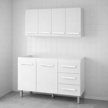 Imagem de Balcão de Pia 120cm Bianca com Armário Suspenso para Cozinha Mara Mobl