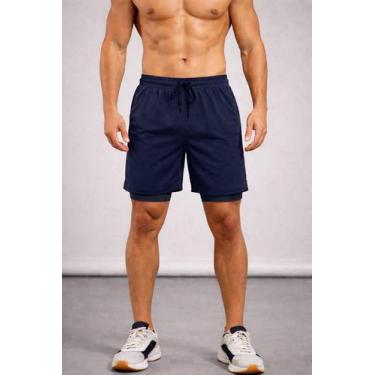 Imagem de Bermuda Masculina Academia 2 em 1 Treino Caminhada COR:Azul MarinhoTam