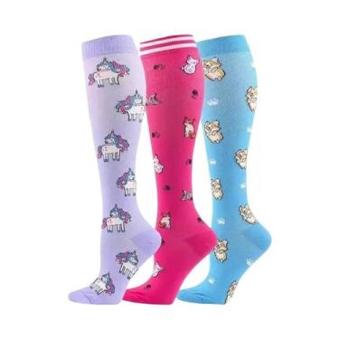 Imagem de Meias De Compressão Para Mulheres E Homens, 3 Pares, Altura Do Joelho,