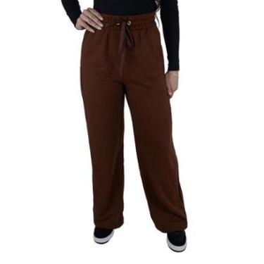 Imagem de Calça Feminina Olho Fatal Wide Leg Moletinho Marrom - 601874-Feminino