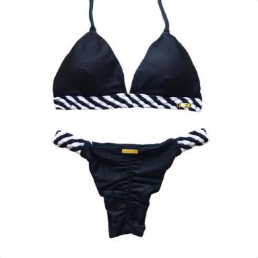 Imagem de Biquini Cortininha Trança Levanta Bumbum Bojo Moda Praia Top Feminino 