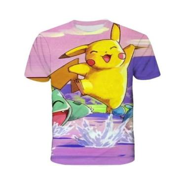 Imagem de Camiseta Infantil Pokemon Pikachu 3D De Manga Curta, Moda Casual, Moda