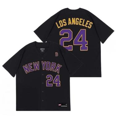 Imagem de Camiseta Baseball Oversized New York 24 | Jersey Estilo Kobe com Botões-Unissex