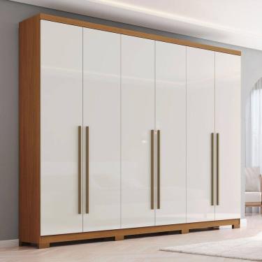 Imagem de Guarda-Roupa Casal New Jade 6 Portas 3 Gavetas Cinamomo/Off White - Henn