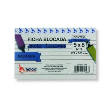Imagem de Ficha Blocada p/ Resumo Tamoio 5x8 Pautado 50 Folhas