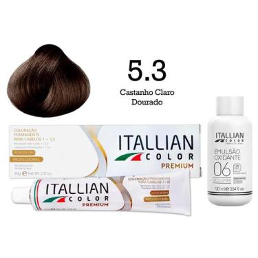 Imagem de Coloração 5.3 Castanho Claro Dourado + Oxi 06 Volumes 90ml  Itallian C