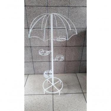 Imagem de Suporte Plantas Guarda Chuva Pedestal Branco 5 Vasos - SHOPPINGNET