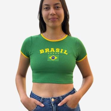 Imagem de Cropped Feminina Brasil Estampada Ribana Bandeira Copa - Leal Place, V