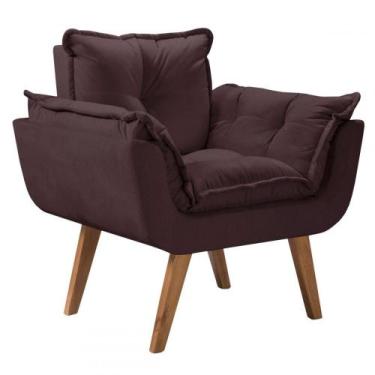 Imagem de Poltrona Orion 1 Lugar Base Palito Tecido Marrom - D SALLA