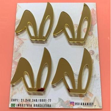 Imagem de Aplique em Acrílico Dourado - Orelha de Coelho - 4 Unidades - no-brand