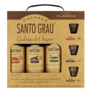 Imagem de Kit Cachaças Clássicas 3 Copos E 3 Garrafas De 375ml Santo Grau