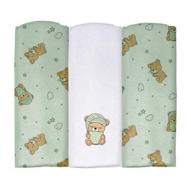 Imagem de Cueiro Flanelado Estampado com Puff 50 cm x 80 cm Pixuxu