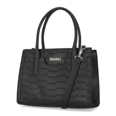 Imagem de Nautica Bolsa feminina Sandy Jr. com alça transversal removível, Preta (logotipo em relevo), One Size