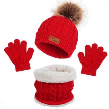 Imagem de Kit inverno infantil gorro cachecol luva bebê touca de lã - Modas Fagu