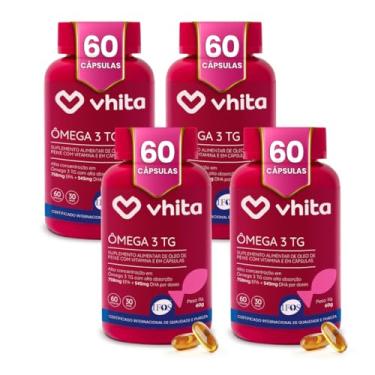 Imagem de Ômega 3 1000mg Rico em EPA DHA com Selo IFOS e Vitamina E - 60 cápsulas Vhita (4 unidades)
