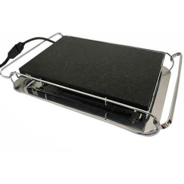 Imagem de Grill Elétrico Grelha De Pedra Granito Ônix Chapa Elétrica Stone Grill