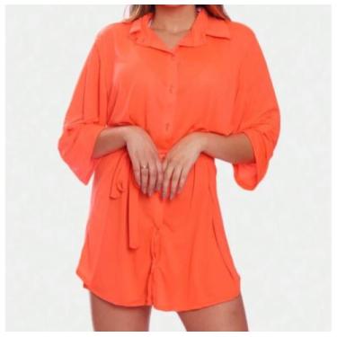 Imagem de Saída de praia Chemise Camisão Feminino - Rafavi, Laranja, m