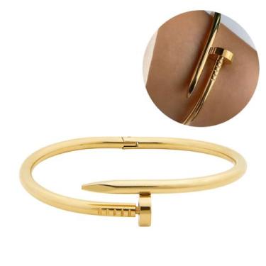 Imagem de Bracelete Prego dourado aço inoxidável banhado a ouro 18k resistente à