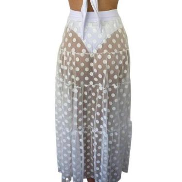 Imagem de Saia Saida de Praia Feminina Longa em Poá - LANINNA STORE, Branco
