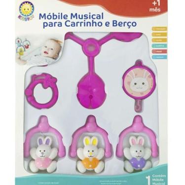 Imagem de Móbile Musical Para Carrinho e Berço Coelho Rosa Kitstar