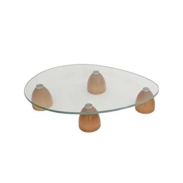 Imagem de Centro de mesa decorativo base madeira natural e vidro p - BTC