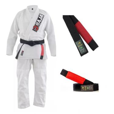 Imagem de Kimono Naja Overcoaming Branco + Faixa De Jiu Jitsu Elite Escolha Cor,