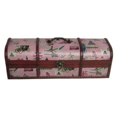 Imagem de Bau Madeira Rosa Design Reino Unido Caixa com Trava - LUXdécor