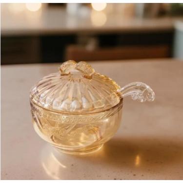 Imagem de Açucareiro de Cristal Ecológico com Colher Imperial âmbar metalizado L